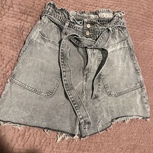 Zara High Waist Gray Denim Shorts